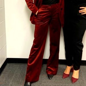 Red velvet dress pants